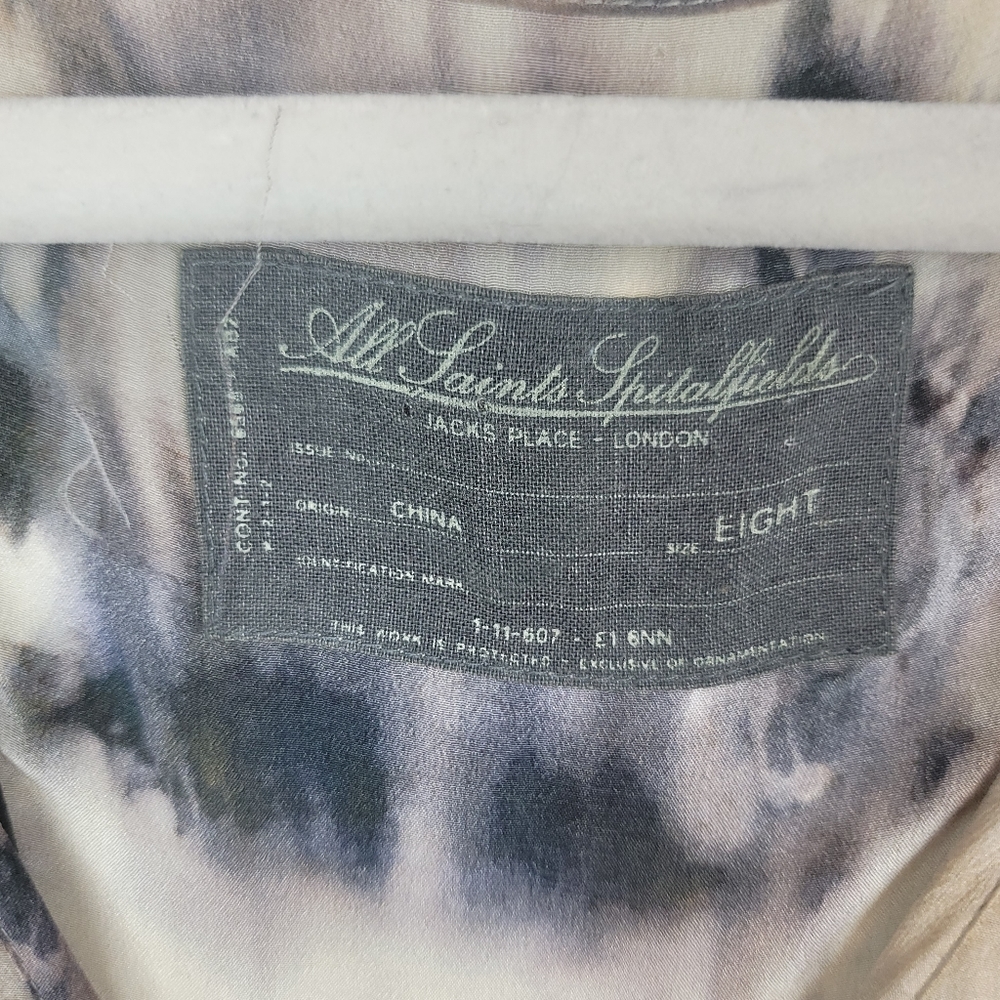 AllSaints Silk Ash Ruffle Top Size 8 - Picture 2 of 5